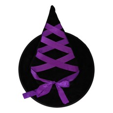 摩達客 魔法緞帶植絨巫師帽 COSPLAY 派對變裝, 黑色 + 紫色, 1個