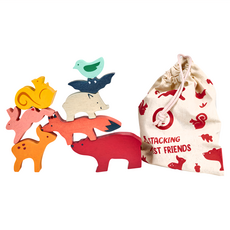 mentari 森林家族疊疊樂 MT7203，18個月以上橡膠木玩具, 動物 多色, 1組
