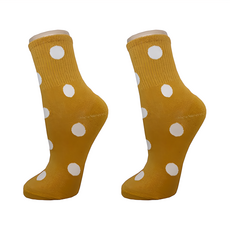 B.V.D. 女款 1/2圓點直角襪 薑黃色