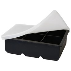 LifeShopping 冰塊模具 6格方形冰模, 黑色 + 白色, 4.5 x 4.5cm, 1個