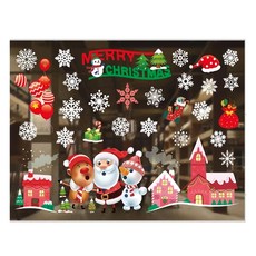 彩色靜電貼紙 - 聖誕節老人雪人麋鹿，環保無毒，防水不褪色，易於拆卸，可重複使用, 老人 + 白熊 + 雪人, 不適用