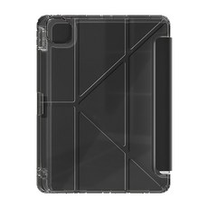 ANTIAN 2024 透明Y折平板蜂窩散熱矽膠保護皮套 帶筆槽智慧休眠喚醒 13吋, 黑色, 1個