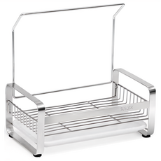 費歐家 不鏽鋼廚房水槽置物架/抹布架 白色底盤 方便瀝水 節省空間 廚房收納好幫手, 1層, 1個