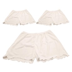 冰絲安全褲 荷葉邊 防走光內褲 舒適透氣 3件, 均碼, 白色