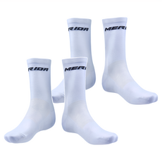MERIDA 美利達 車襪 自行車襪 運動襪, M(26cm), 白底 + 黑字, 2雙