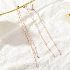 NOID-B 女性醫療鋼方形鏈長款垂墜耳環 玫瑰金