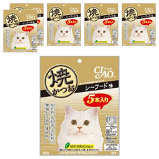 INABA CIAO 啾嚕 宗田鰹燒魚柳條,海鮮高湯, 5本入, 100g, 6袋