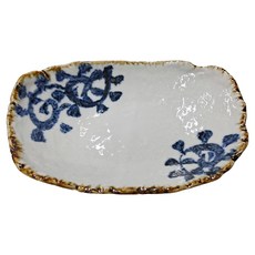 美濃燒 手繪濃唐草長方皿-日本製 日式餐盤 點心盤 菜皿, 1入