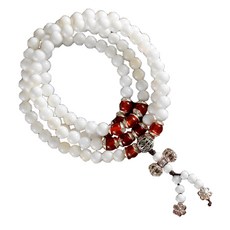 財神小舖 108珠紅瑪瑙藏銀硨磲手鍊,手圍尺寸約16~18公分, 16~18cm, 紅瑪瑙 + 銀硨磲