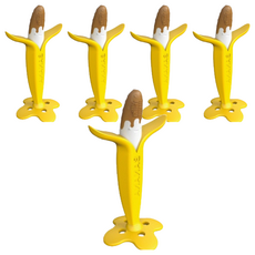 Ange 乳牙刷 安全柔軟的TPR材質 緩解長牙疼痛 口腔發育 促進大腦發育, 巧克力香蕉, 1入, 5支