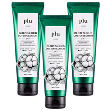 plu 身體去角質霜 Cotton Blossom, 3合1去角質, 滋潤和亮膚效果, 200g, 3條
