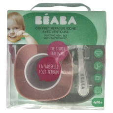 BEABA 矽膠學習餐具4件組 4個月以上, 414ml矽膠餐盤 x 1入 + 295ml矽膠餐碗 x 1入 + 177ml矽膠開口杯 x 1入 + 第2階段矽膠湯匙 x 1入, 薄荷, 1組