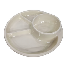 簡便料理分格盤, 加深邊緣, 平穩底部, 加厚PP材質, 可微波, 可冷藏, 白色, 1個