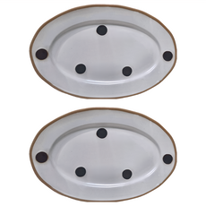 瓦讀 雲點陶瓷12吋橢圓盤, 白色, 2件組橢圓盤, 1組