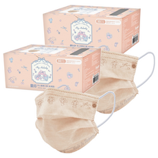 MITENXIN 天心生醫 三麗鷗 情境鋼印口罩 17.5 x 9.5cm, 美樂蒂玫瑰金, 30個裝, 2盒