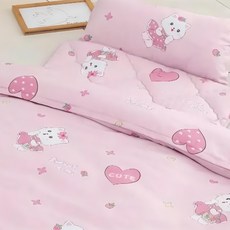 Annette 幼兒園睡墊3件組 絲柔棉止滑款, 愛心萌萌貓