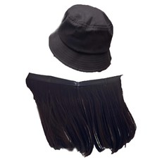 魔髮樂 帽子假髮, 漁夫帽 + 黑棕髮片(CN-FC2), 1組