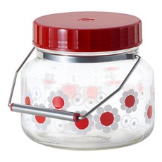 ADERIA 日本製昭和系列 復古花朵梅酒瓶 紅花款, 1L, 1個