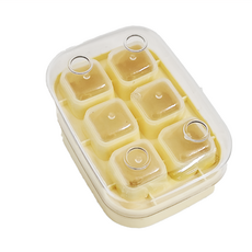 KOUJI 叩吉好物 喀喀6格冰塊盒 S02 奶油黃 2入組, 10.4 x 7.4 x 4cm, 1組