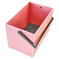 Hachiman Kasei 八幡化成 波紋收納提籃 玫瑰粉 M 尺寸24.5x14.2x15.5cm 日本製造, 1個