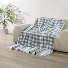 SANKi 三貴 全棉紗布蓋毯 晴天藍色格子
