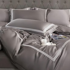 Aaron 艾倫生活家 素色刺繡系列 頂級60支100%萊賽爾天絲歐式壓框枕套 台灣製