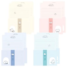 Mungu 1000 感性Boba窗戶信紙 4款x2張組合, 淡粉色、薄荷色、寧靜色、奶油色, 8張