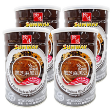 SUNWAY 鄉味 多穀粉 黑芝麻黑豆, 500g 無添加, 4罐, 16份