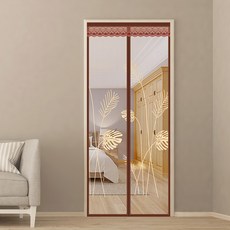 半島良品 魔術膠靜音磁吸防蚊門簾, 刺銹 北歐葉