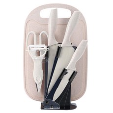 SILWA 西華 摩卡七件式刀具組, 切片刀 + 主廚刀 + 水果刀 + 肉剪 + 刨刀 + 砧板 + 刀座, 1組