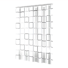 加厚防水浴簾 附扣環 PVEA材質 防鏽扣眼, 180 x 200cm, 大方格, 1組