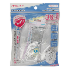 TEMPO 節奏牌 FUJILINE 2 + 1芯組合包 可換式按壓修正帶 12米 x 5mm 日本原裝 A級磁帶, 白色, 1組
