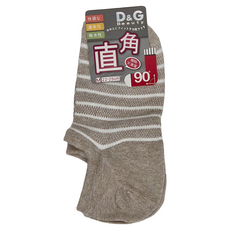 D&G 條紋網狀低口直角女襪 M 22-25cm, 麻深卡其