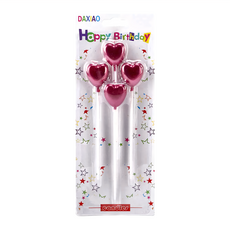 六分埔禮品 愛心長桿蠟燭 4入 約高14cm, 紅色, 1組