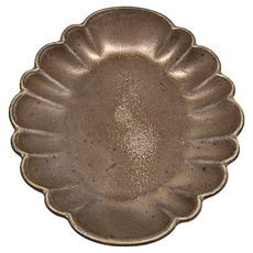 橢圓菊形豆皿 日本美濃燒 陶瓷 9.7x8.4xH1.7cm, 鎏金, 1個