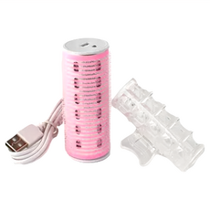 便攜無線USB充電捲髮器，3分鐘超快加熱，易上捲，粘發緊, 粉色