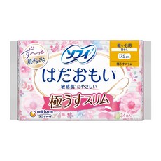 SOFY 蘇菲 日本原裝進口 敏感肌極輕薄衛生棉 日用 無翼型, 17.5cm, 34片, 1包