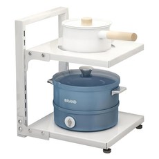 時尚廚房鍋架 2層可調式烤漆置物架 承重款, 白色, 1個