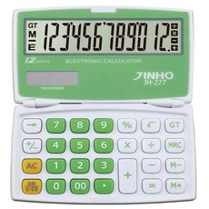 JINHO 京禾 12位數上下摺疊口袋型隨身攜帶太陽能計算機 JH-277, 1台, 綠色