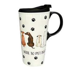 Royal Duke 城市隨身杯系列 馬克杯 500ml 陶瓷杯身 食用級塑膠杯蓋, 忠犬衛兵 白色 + 黑色, 1個