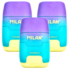 MILAN COMPACT橡皮擦+削筆器雲彩朵朵, 顏色隨機, 3組