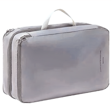 高質感雙層絲柔質感旅行收納袋, 大號(40 x 25 x 12cm), 莫蘭迪灰