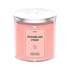 PRAY 經典天然大豆蠟燭 L 10 x 10 x 10cm, 清新玫瑰, 480g, 1個