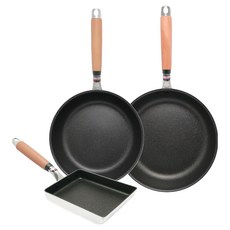 hokua 北陸 極大金IH輕量級不沾鍋3件組 日本製, 1套, 平底鍋 26cm + 深型平底鍋 24cm + 玉子燒鍋, 銀色