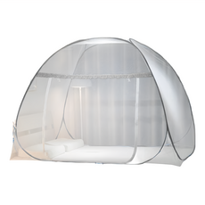 拍平方 摺疊蚊帳蒙古包 加大180x200cm 雙門 無底 加密網紗, 雙人, 灰色