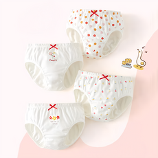 shengters 盛特士 女童三角褲 4件組, 95%棉 5%彈性纖維, 100cm, 碎花系列 白色