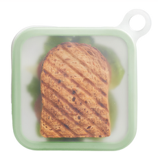 好物良品 矽膠三明治吐司便當盒 15.5cm 綠色 無異味易清洗 方便外出攜帶, 1個