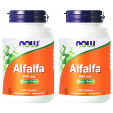 NOW Foods 紫花葉綠素 紫花苜蓿 鹼性食品, 250顆, 2瓶