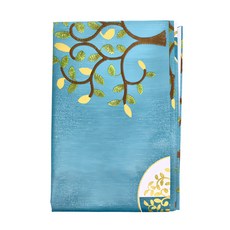 復古風開運招財樹桌巾 PVC紗線布, 120 x 160cm, 湖水綠, 1條