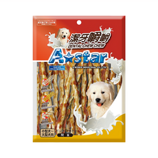 A star 嚼嚼棒長棒 寵物零食, 表皮酥脆, 鮮肉原味, 香Q有嚼勁, 雞肉鮪魚, 220g, 1包